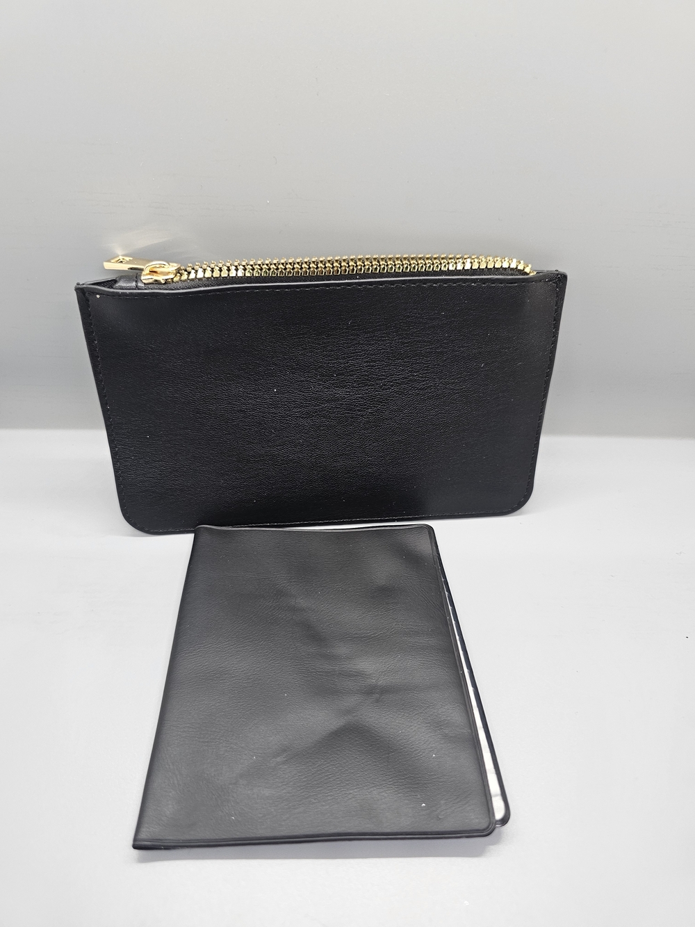 Black Leather Zip Pouch with Notebook Cover